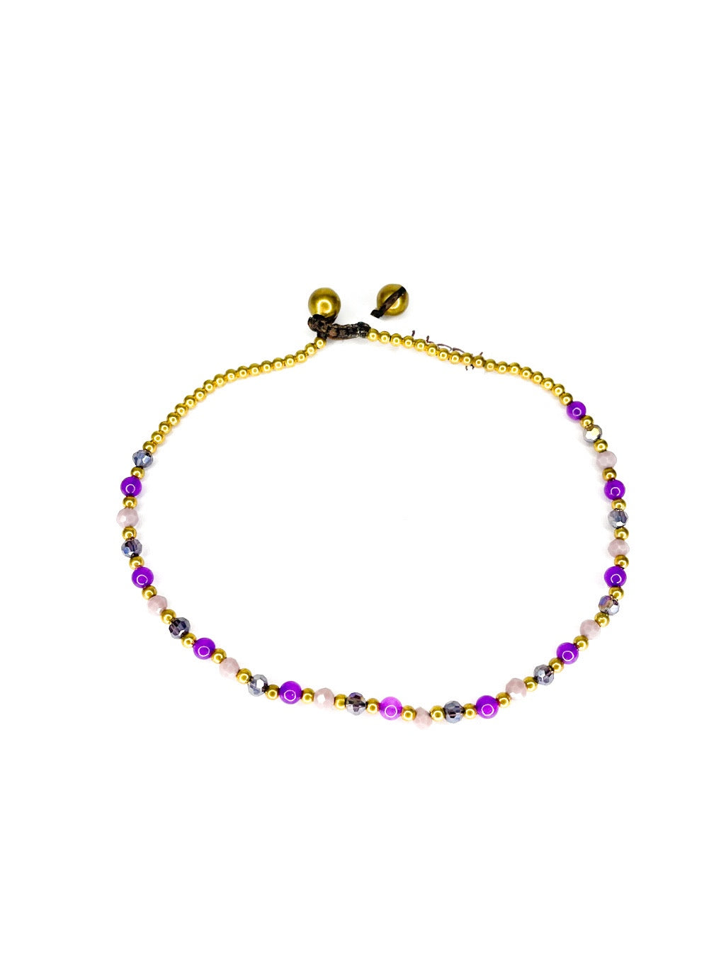 Faceted stone and brass beaded bracelet - various colours