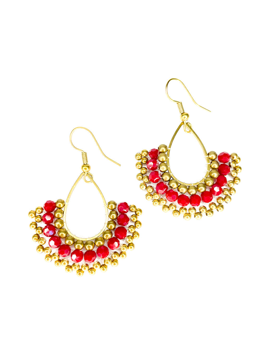Brass half circle earrings - various colours