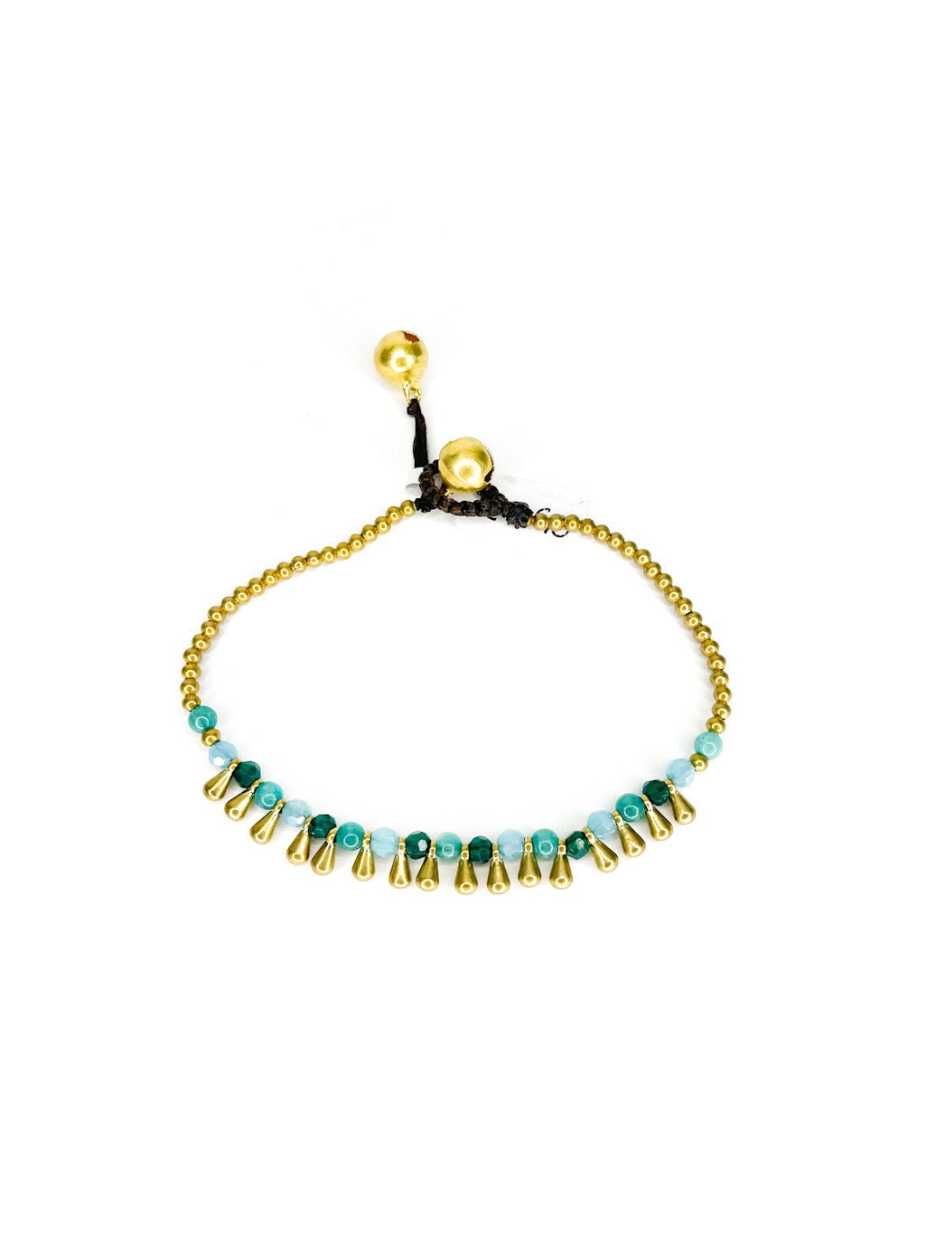 Stone and brass teardrop beaded bracelet - various colours