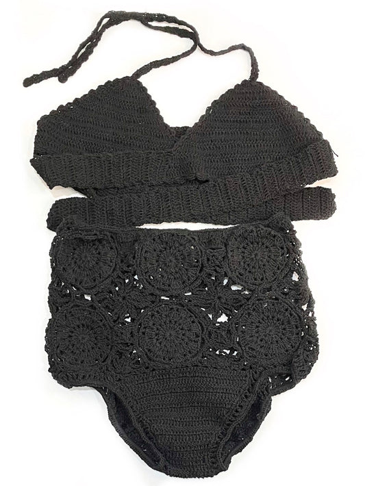 ❤ Crochet bikini with high waisted bottom - various colours