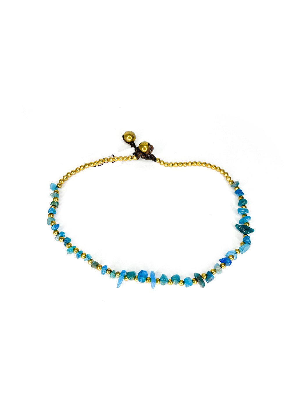 Naturally shaped stone and brass beaded anklet - various colours