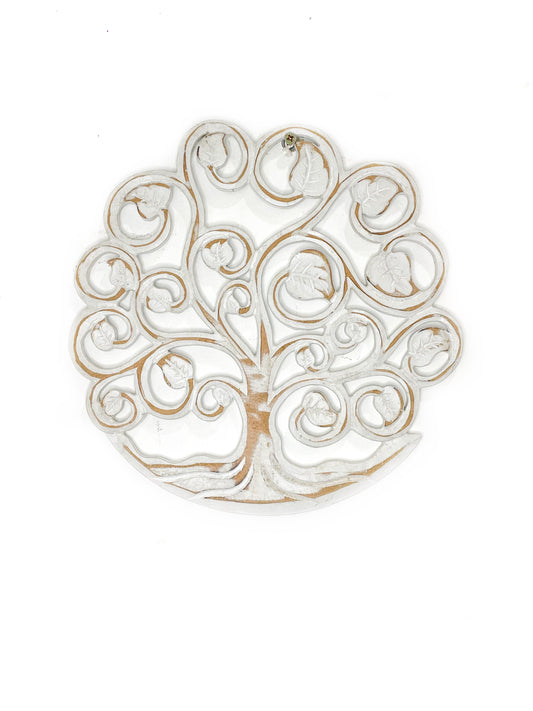 Wooden wall hanging of a tree 29cm - various