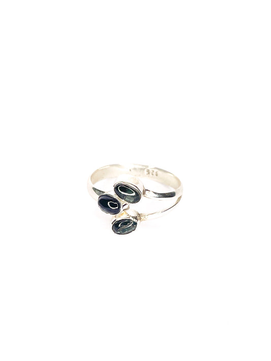 Triple stone silver ring - various