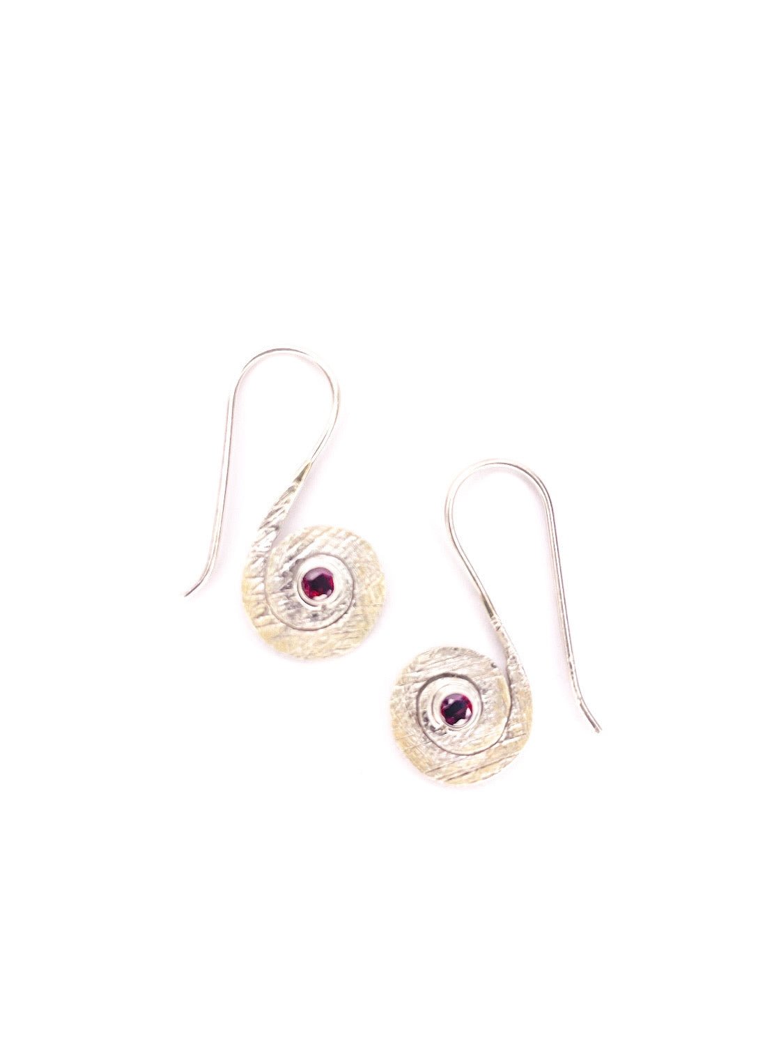 Silver spiral earrings with crystal - various