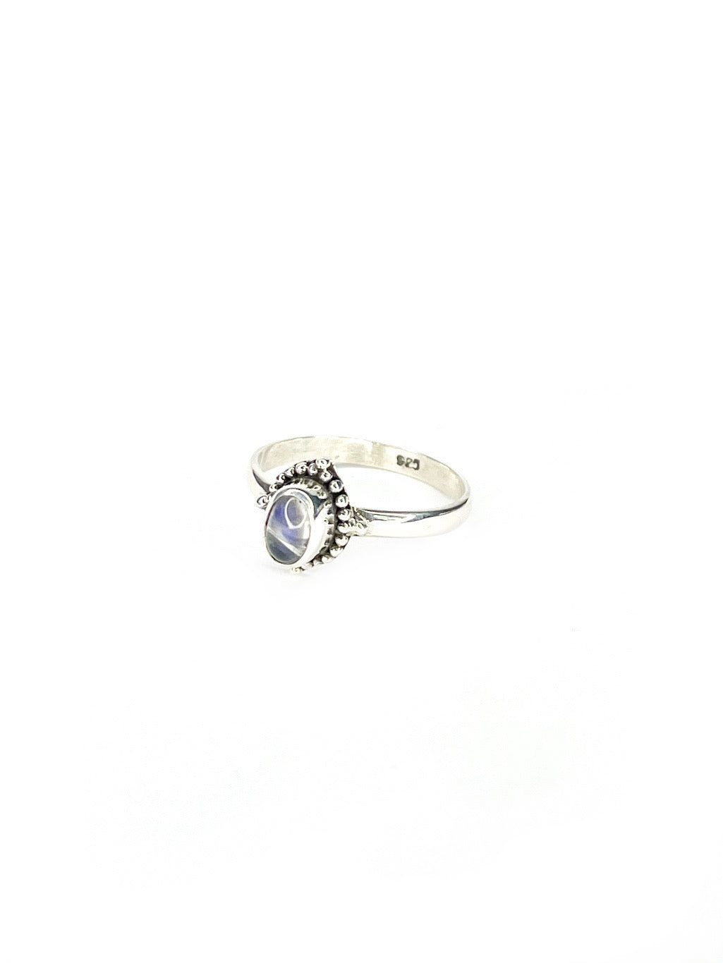 Oval Moonstone silver ring Thin Band