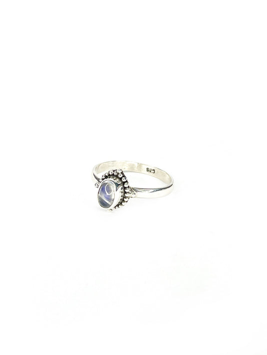 Oval Moonstone silver ring Thin Band