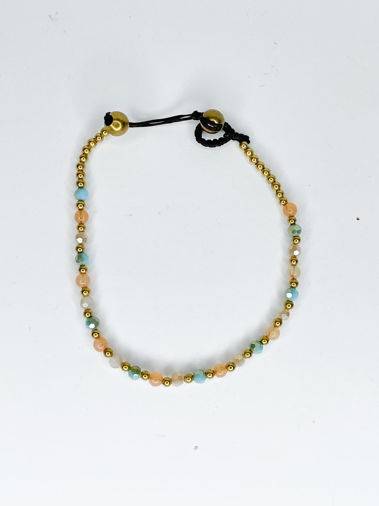❤Stone and brass beaded bracelet - various colours