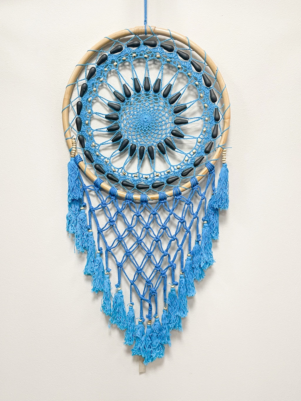 Dreamcatcher with wooden beads - 43cm diameter - various colours