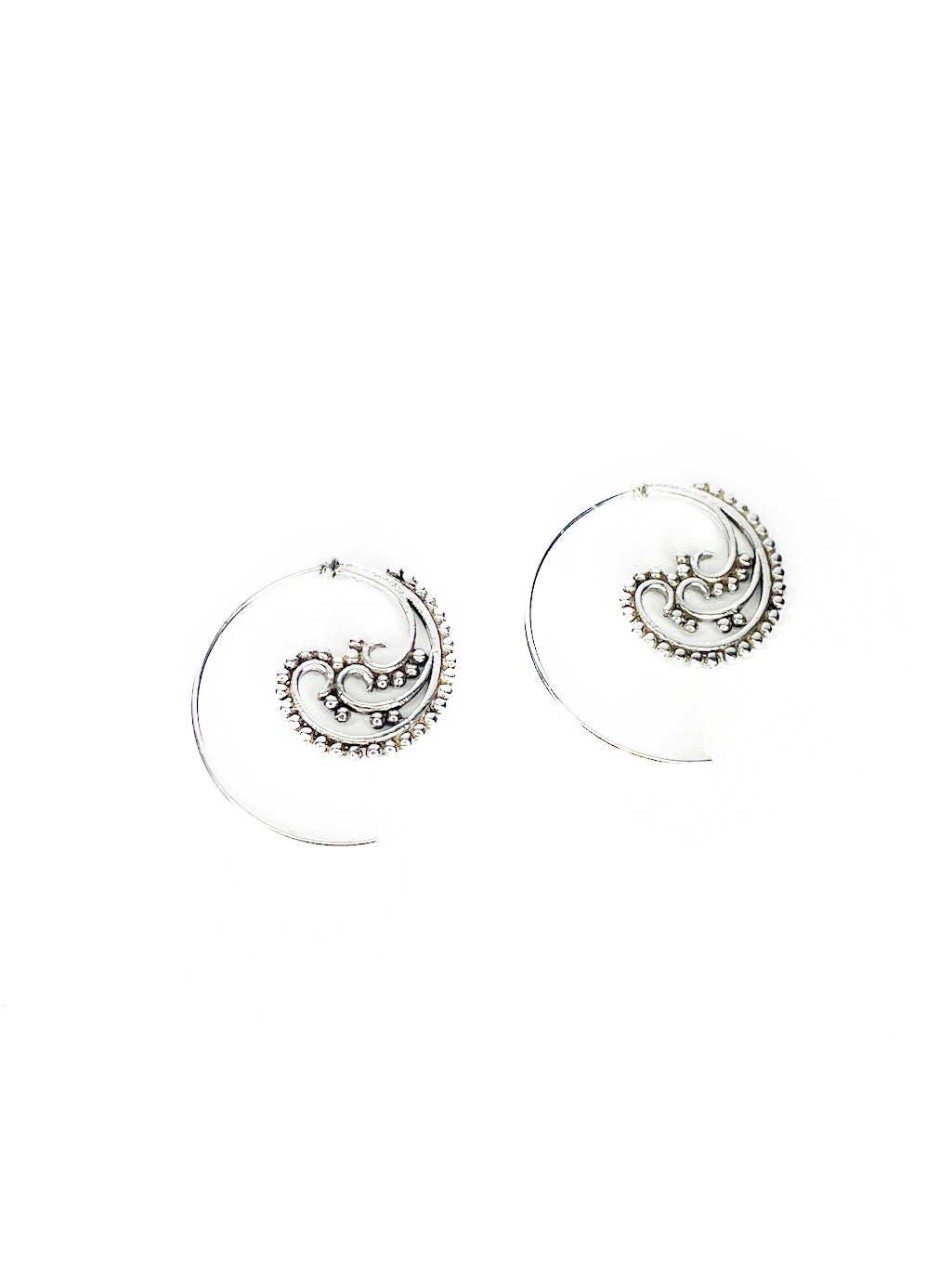 Paisley spiral silver earrings