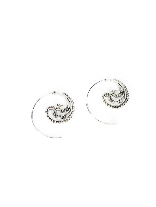 Paisley spiral silver earrings