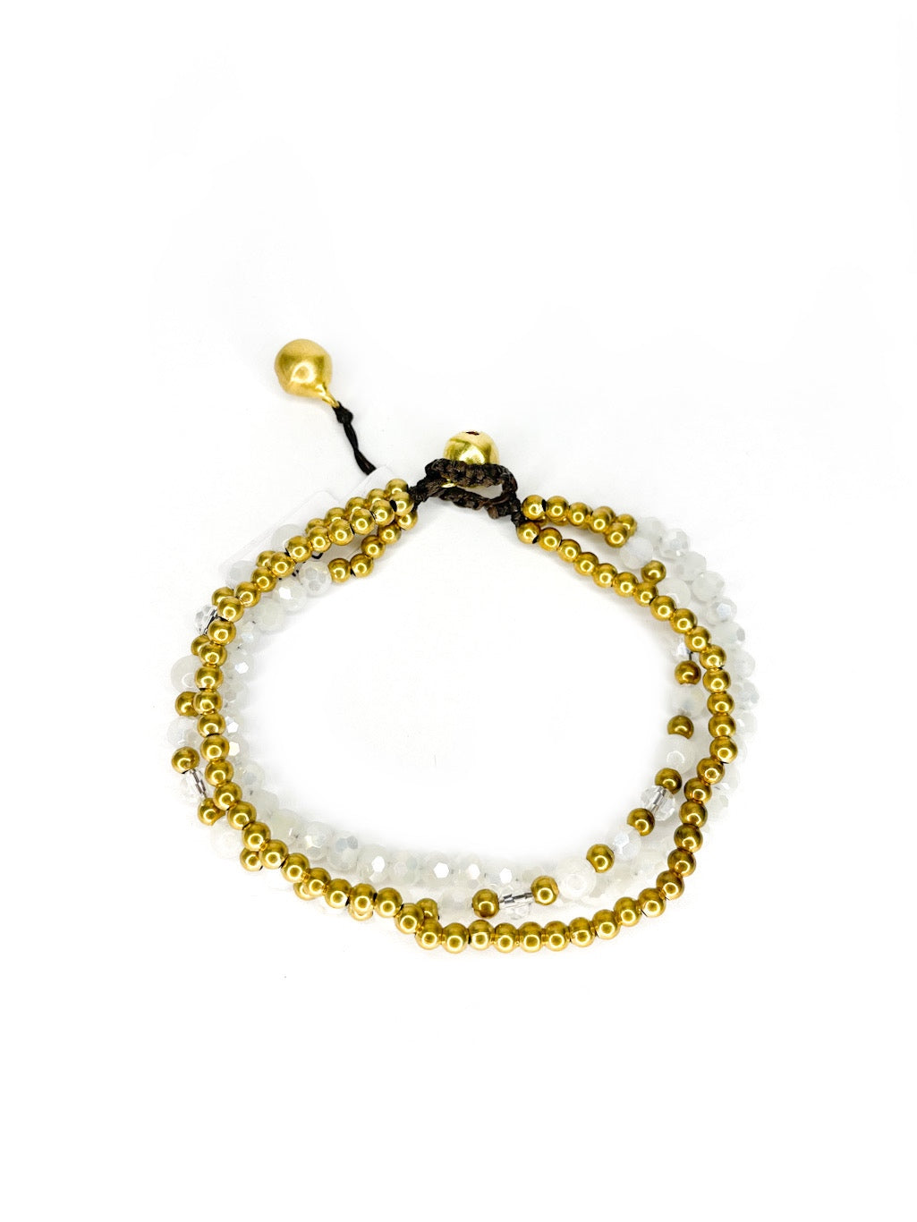 Three strand stone and brass beaded bracelet - various bracelet