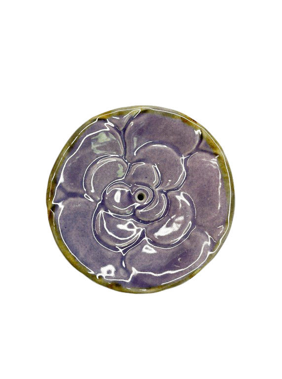 Ceramic incense holder - round flower