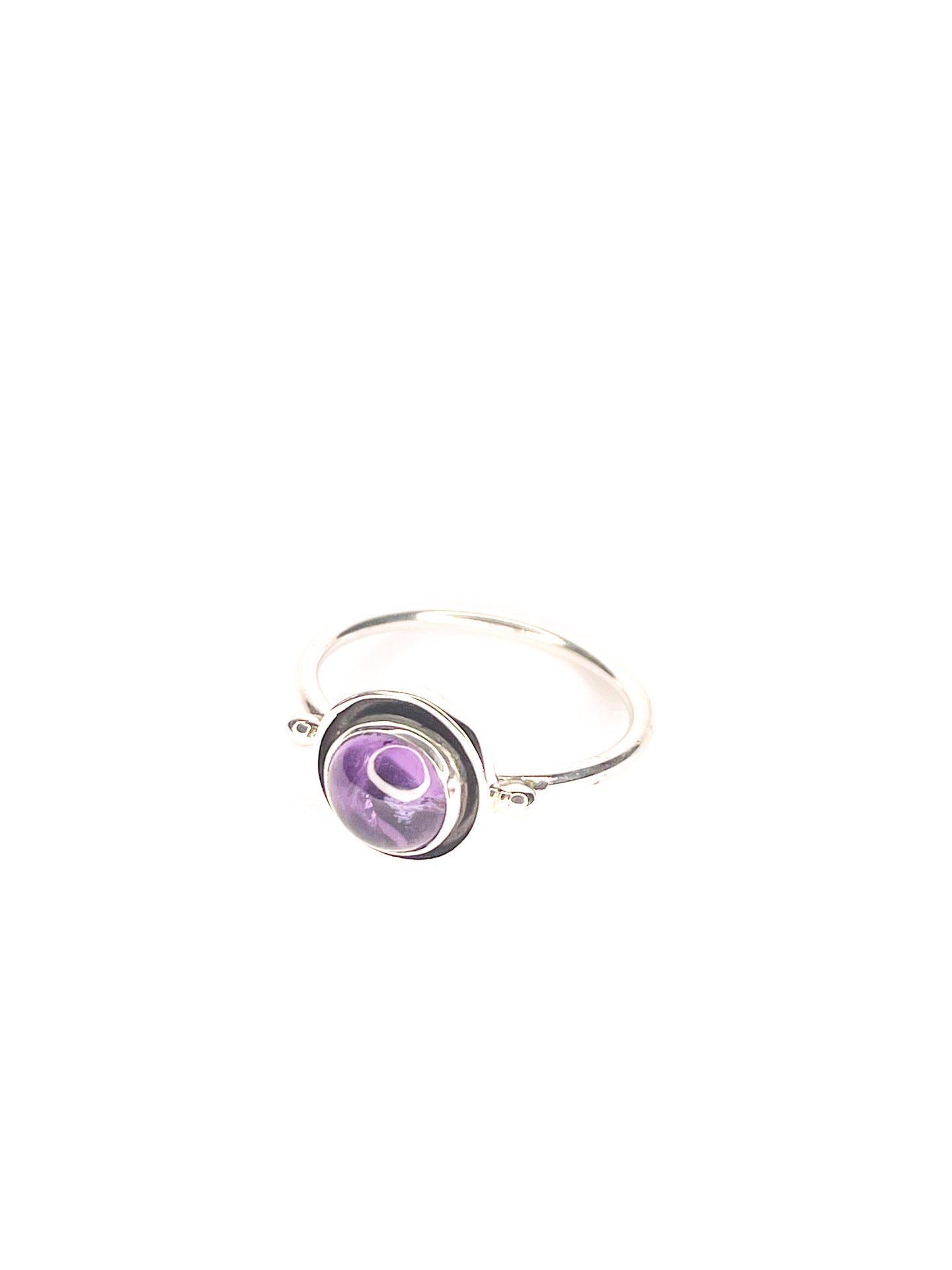 ❤Round amethyst silver ring