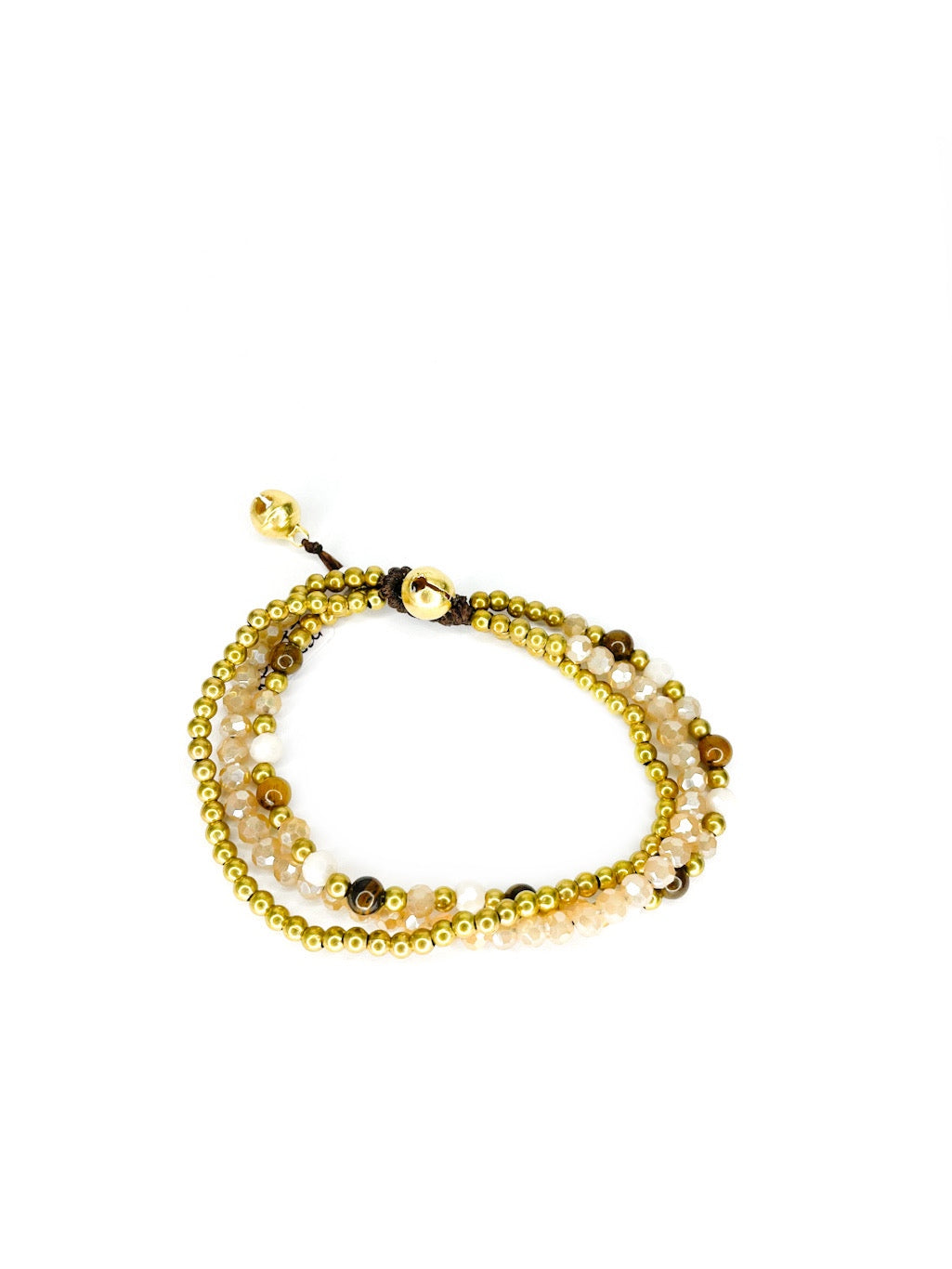 Three strand stone and brass beaded bracelet - various bracelet