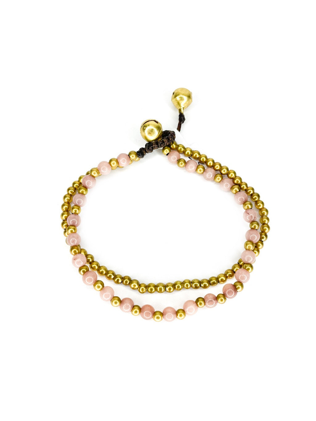 Stone and brass double strand bracelet - various colours