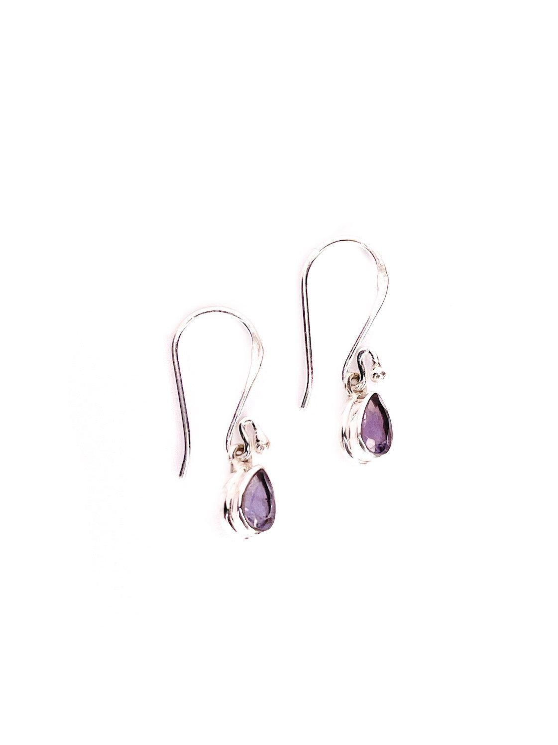 Amethyst silver drop earrings