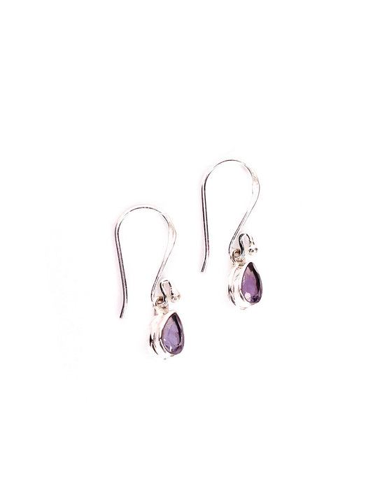 Amethyst silver drop earrings