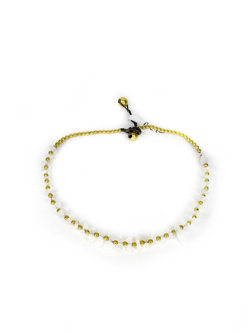 Naturally shaped stone and brass beaded anklet - various colours