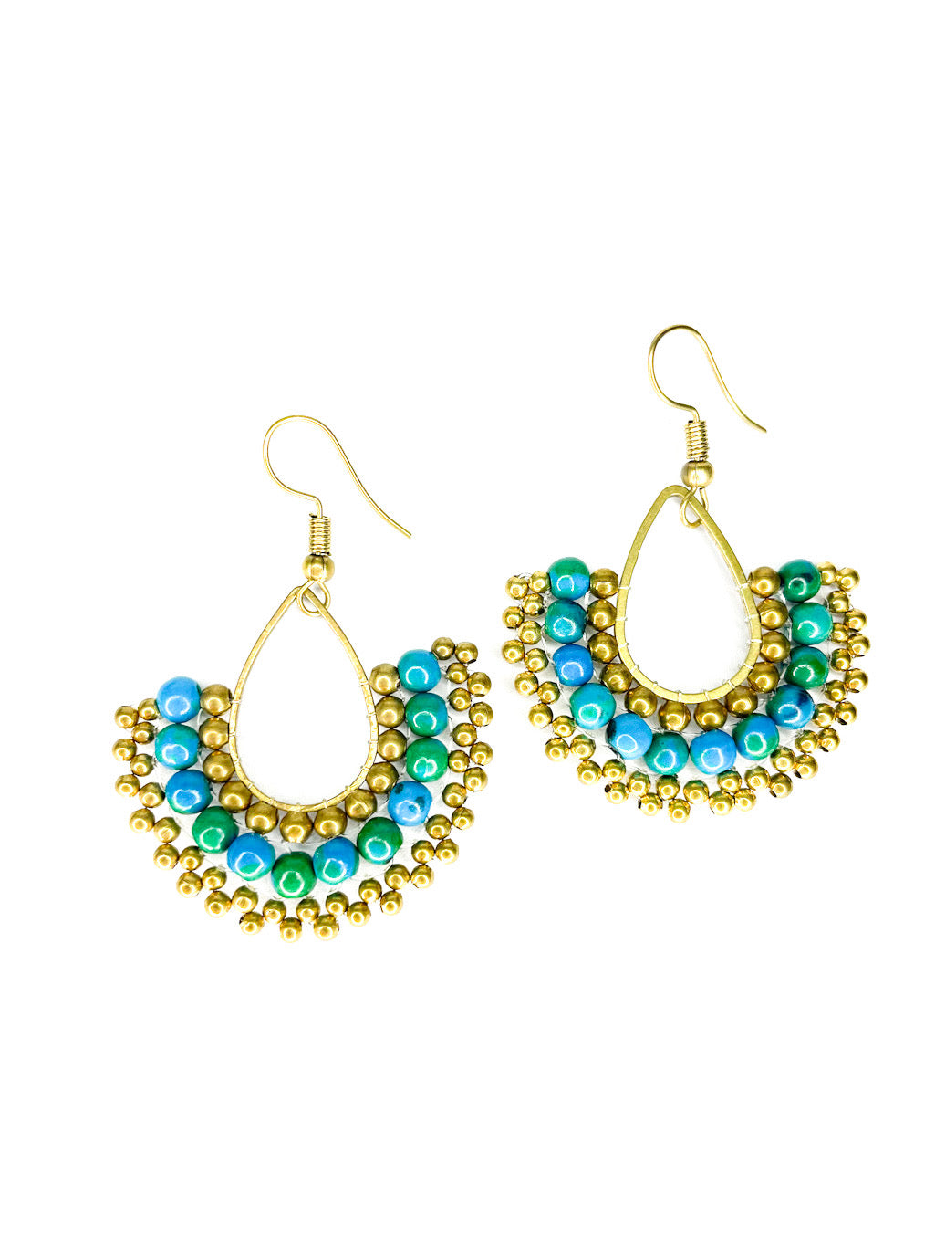 Brass half circle earrings - various colours