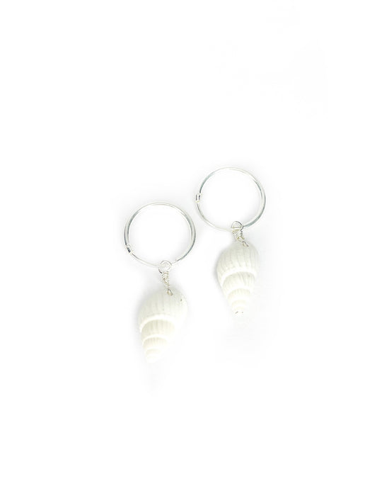 Silver and shell earrings - white