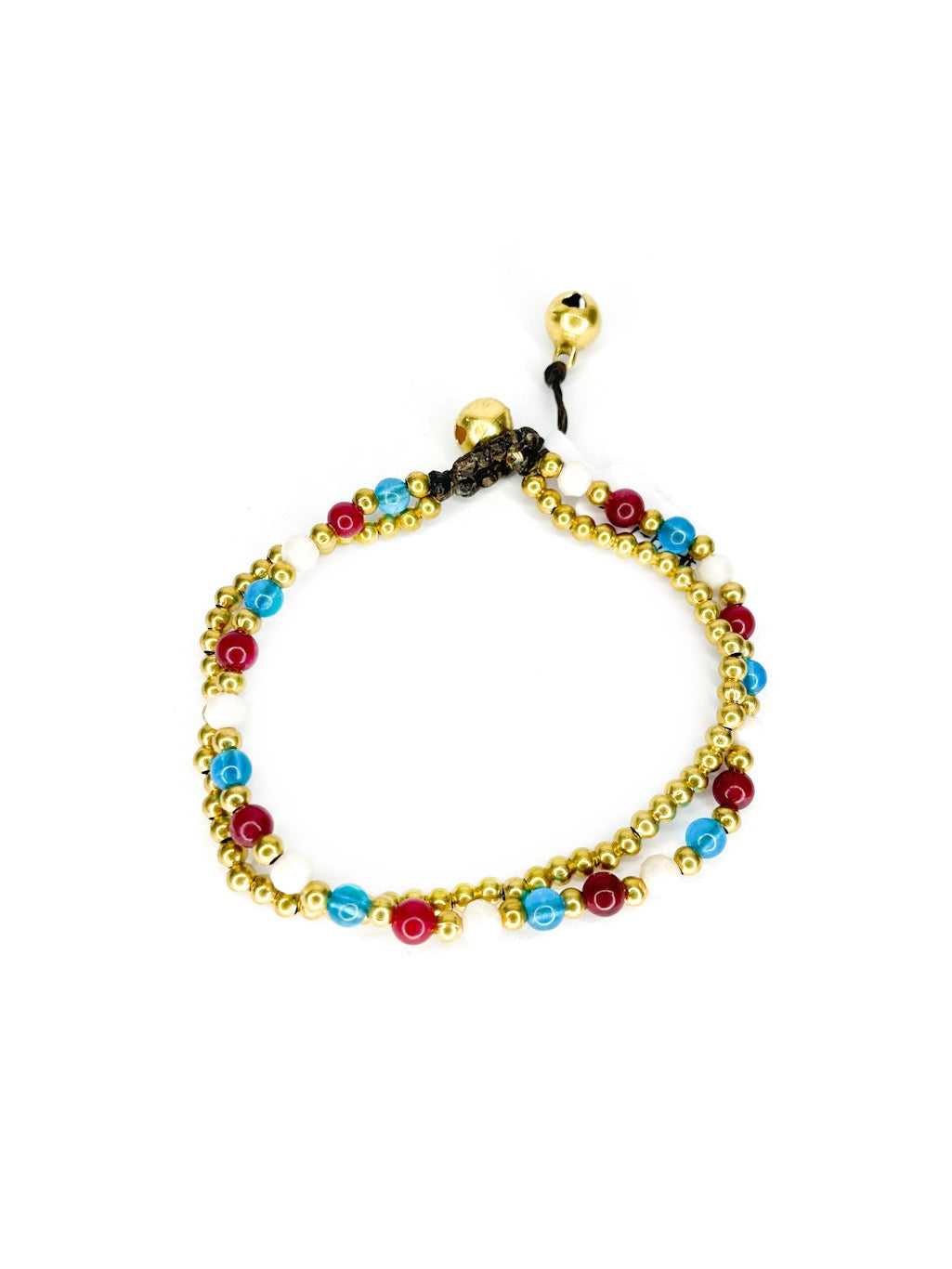Stone and brass double strand bracelet - various colours