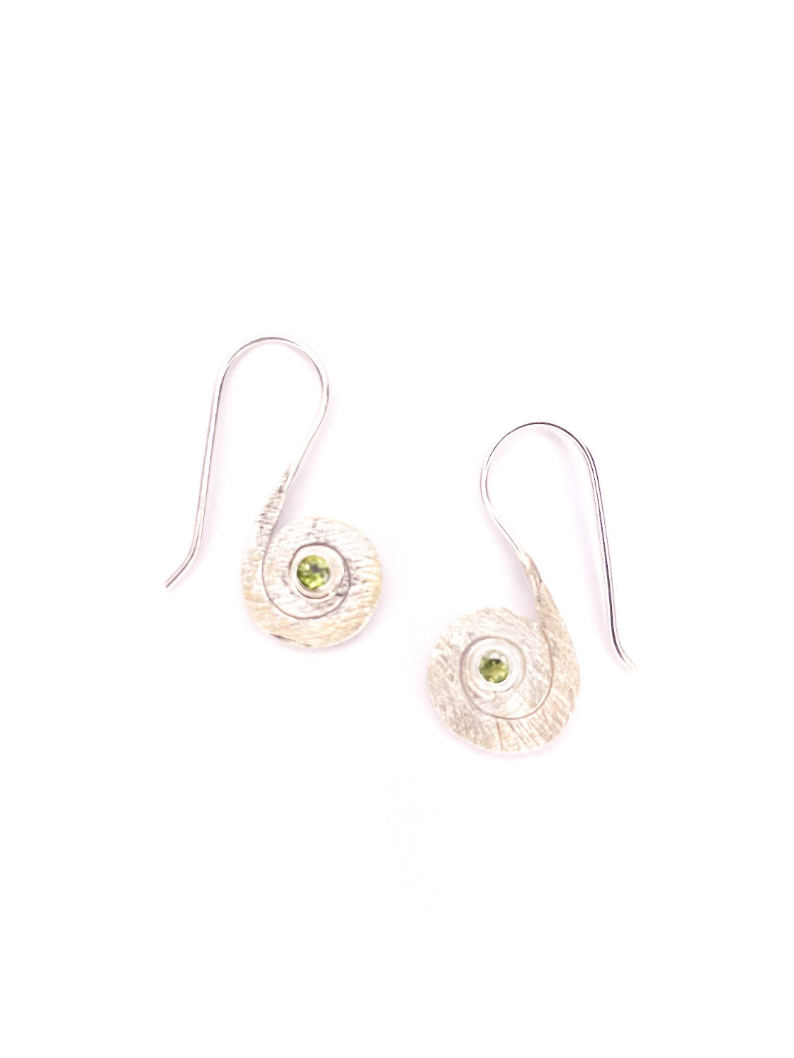 Silver spiral earrings with crystal - various