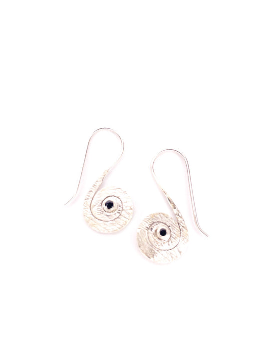 Silver spiral earrings with crystal - various