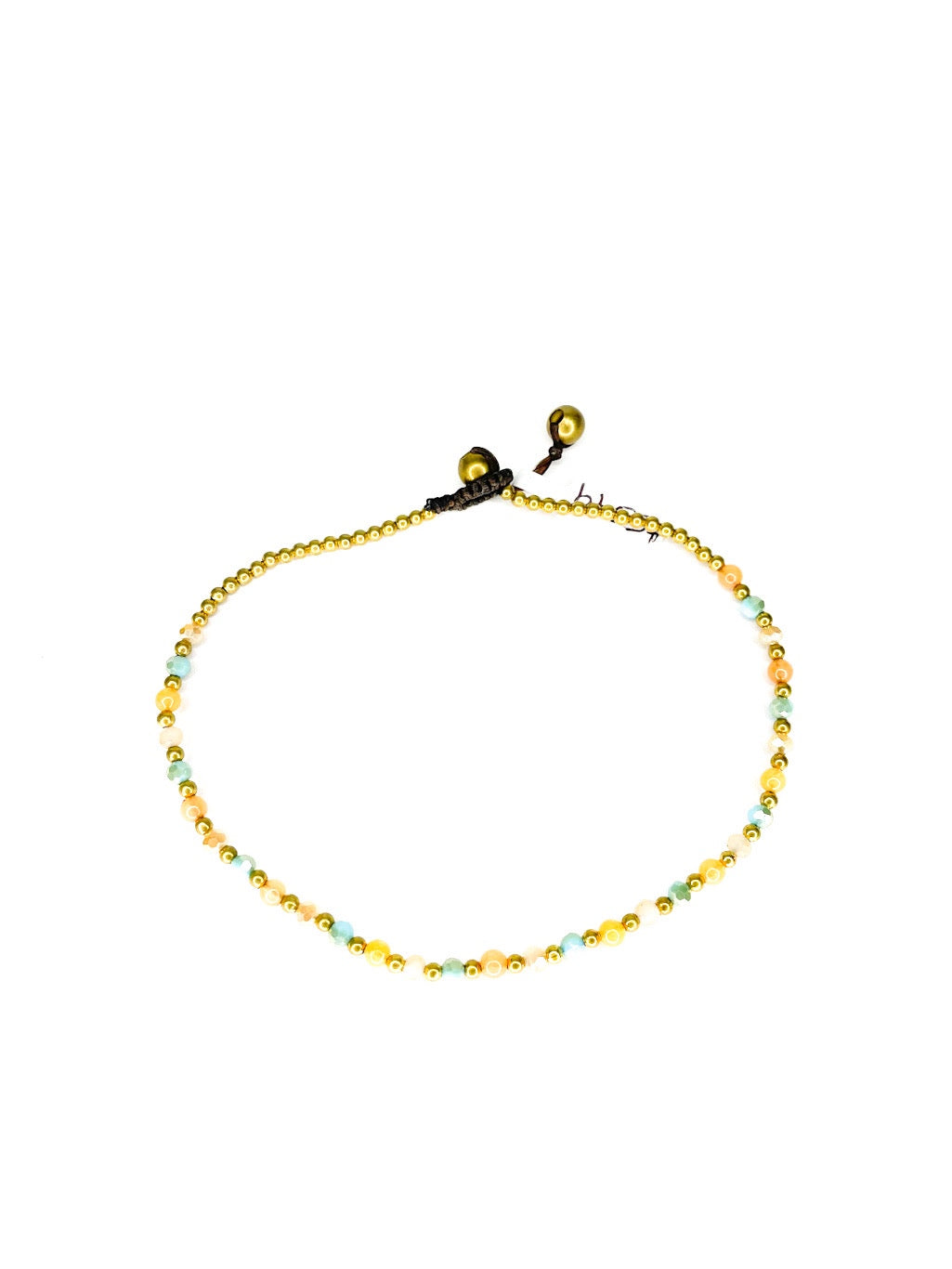 Faceted stone and brass beaded bracelet - various colours
