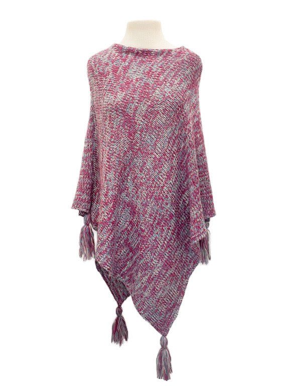 ❤Marled yarn poncho with tassels - various
