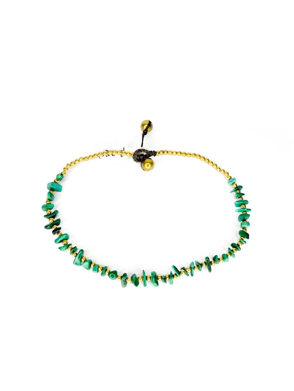 Naturally shaped stone and brass beaded anklet - various colours