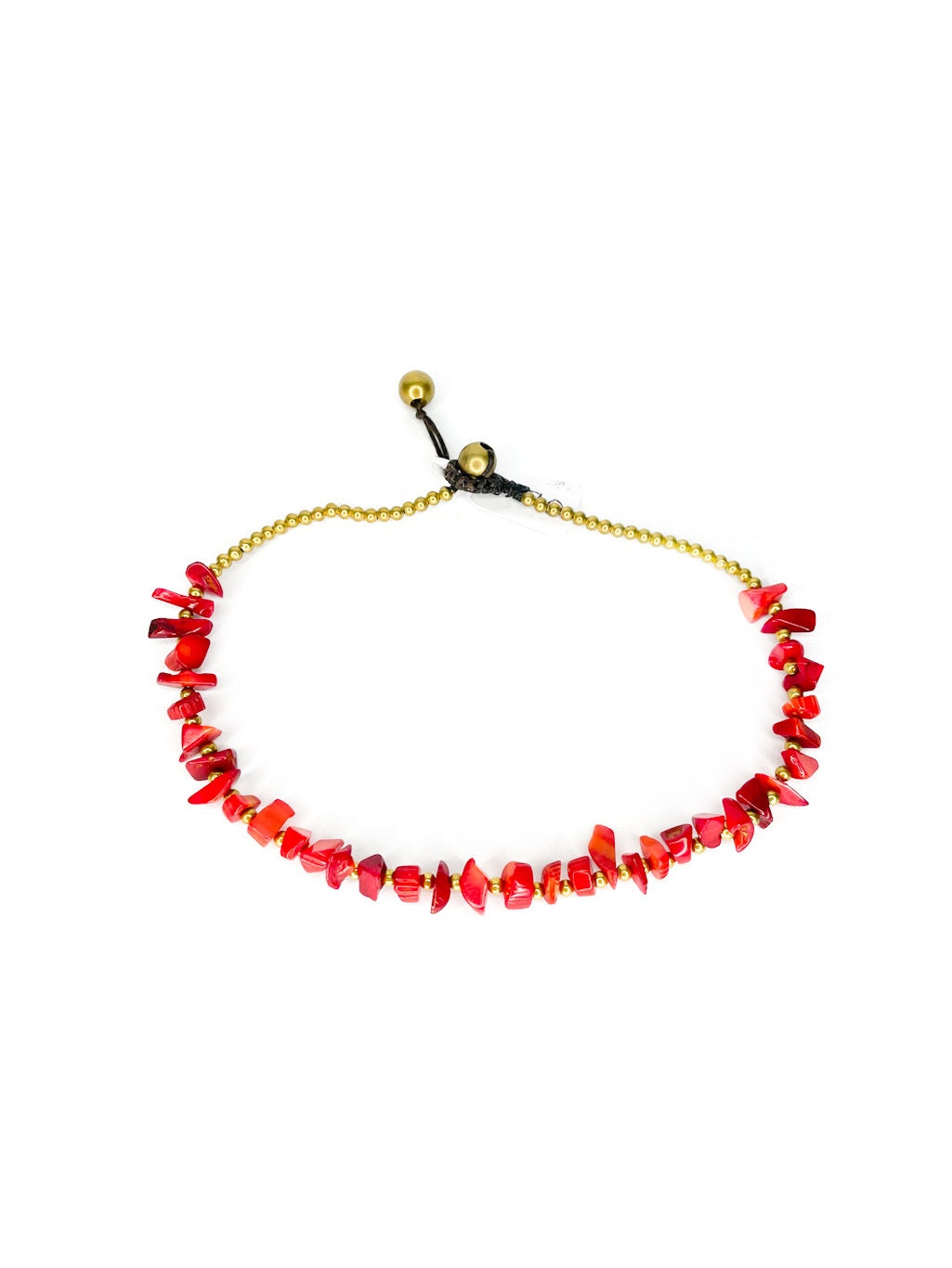 Naturally shaped stone and brass beaded anklet - various colours