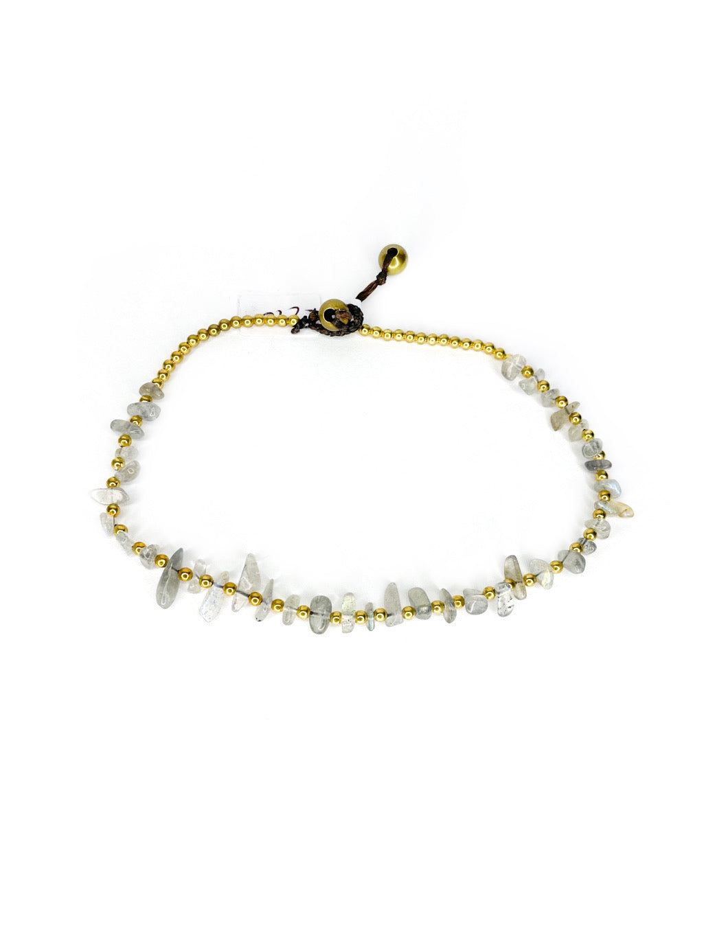 Naturally shaped stone and brass beaded anklet - various colours