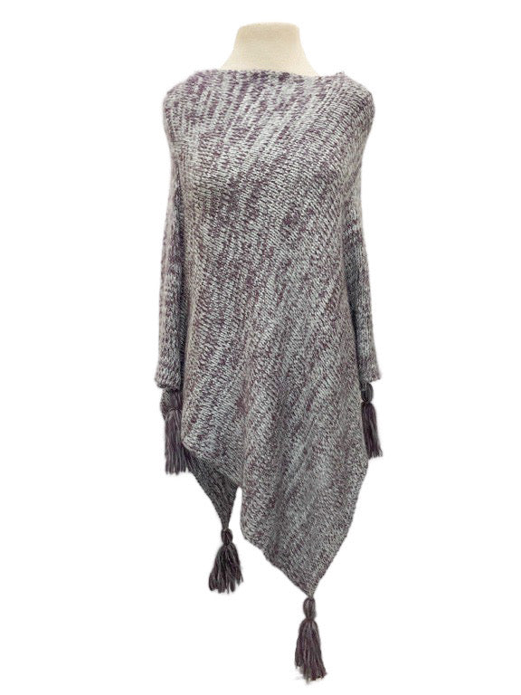 ❤Marled yarn poncho with tassels - various