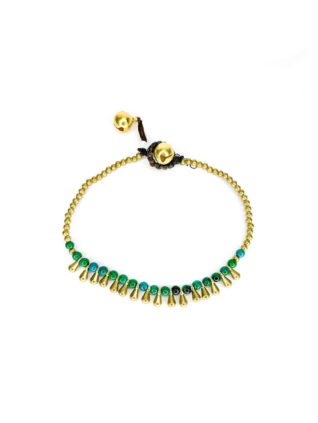 Stone and brass teardrop beaded bracelet - various colours