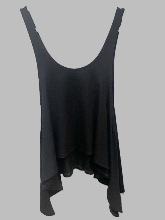 Black sleeveless top on a white background