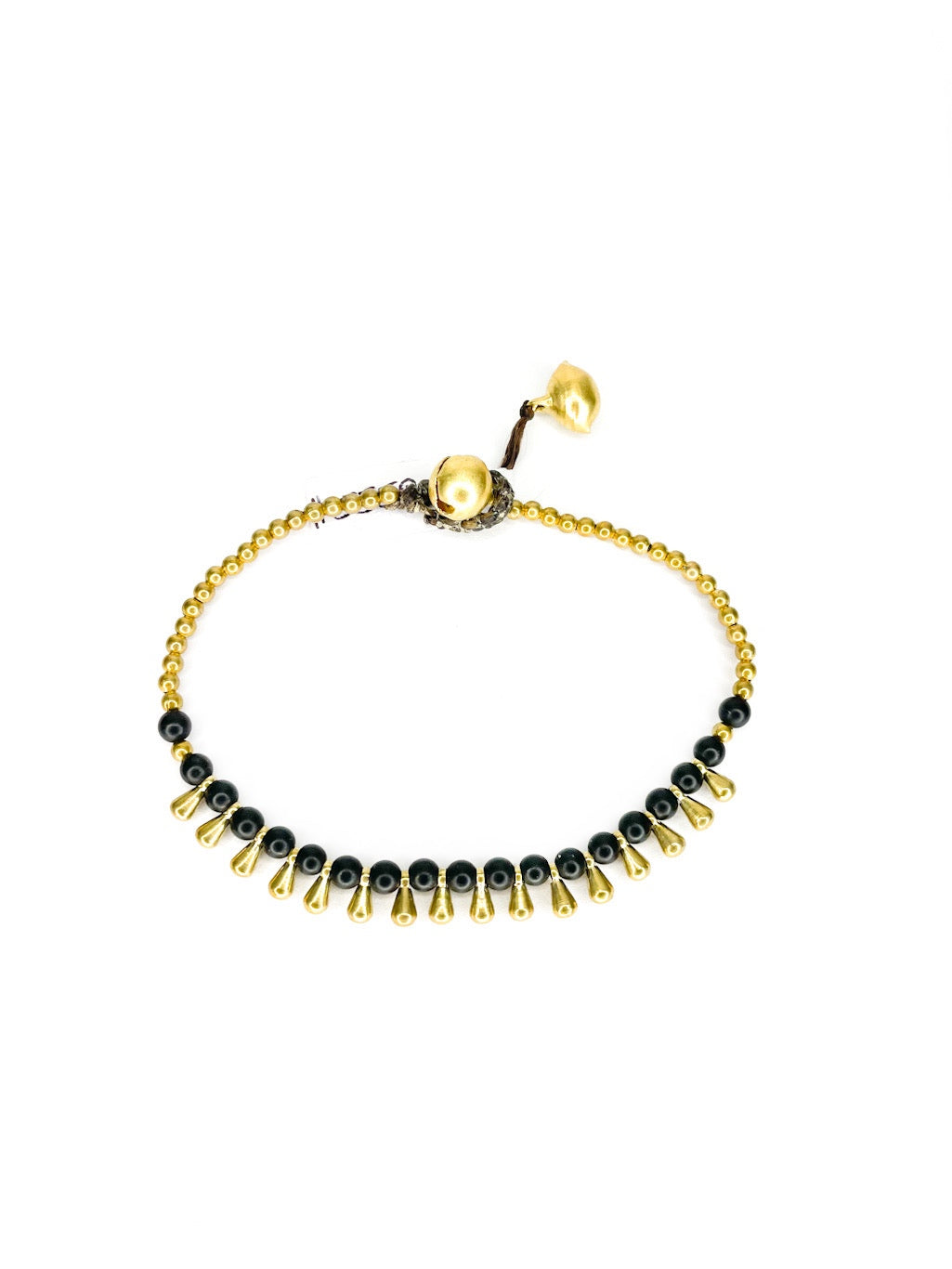 Stone and brass teardrop beaded bracelet - various colours