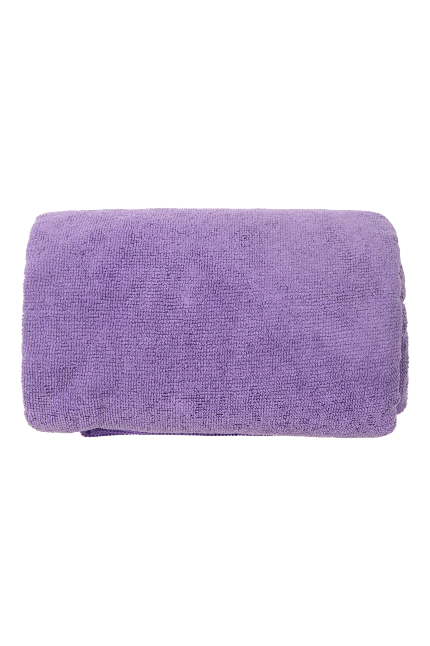 Folded purple towel on a white background