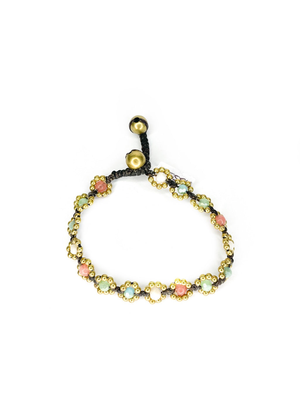 Flower stone and brass beaded bracelet - various colours