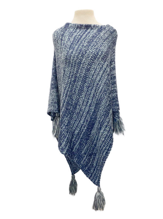❤Marled yarn poncho with tassels - various