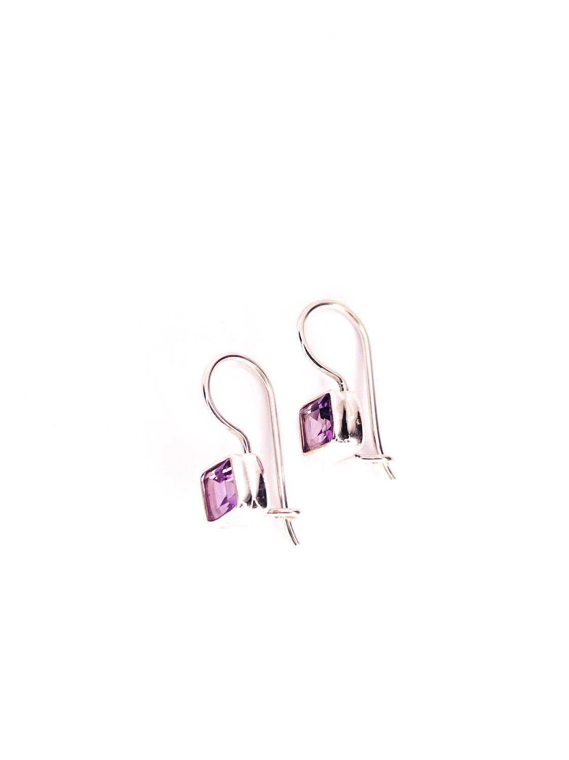 Square amethyst silver earrings