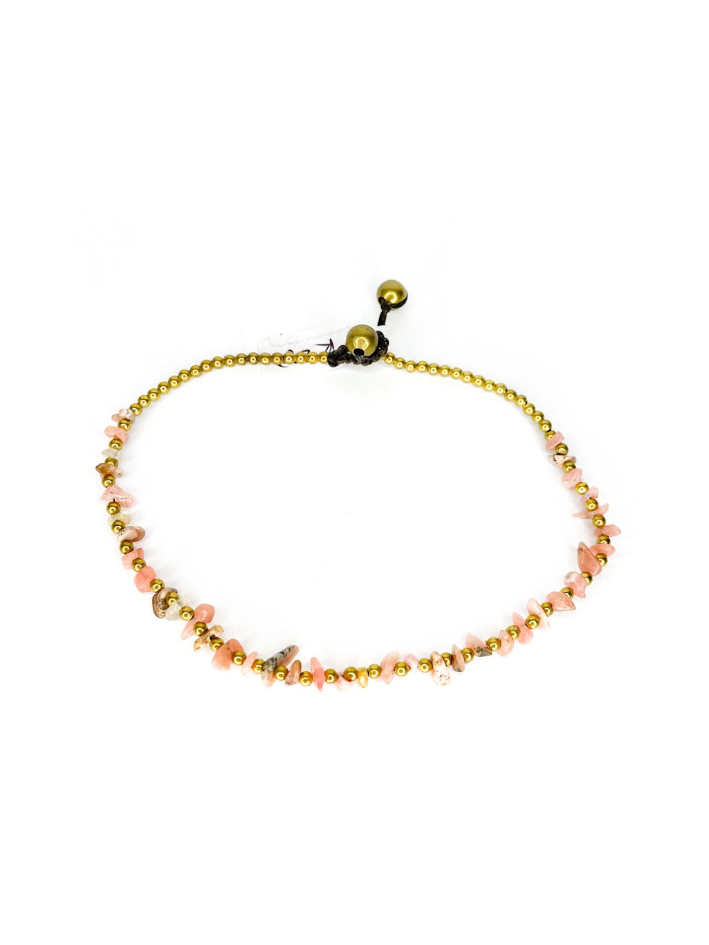 Naturally shaped stone and brass beaded anklet - various colours