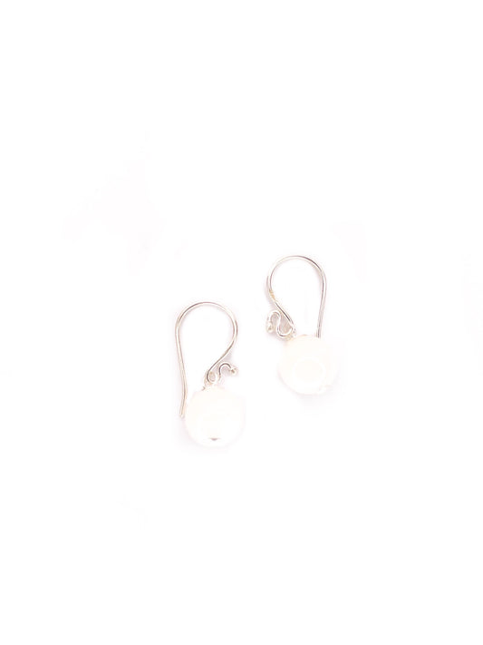 Moon stone sphere silver drop earrings