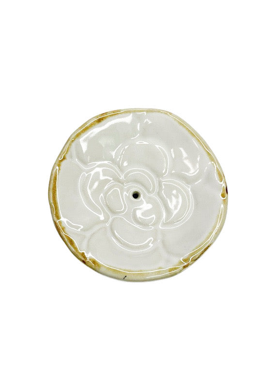 Ceramic incense holder - round flower