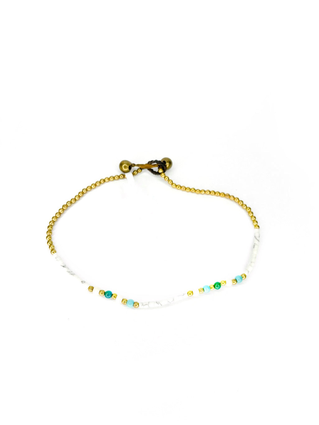 Faceted stone and brass bead anklet - various colours