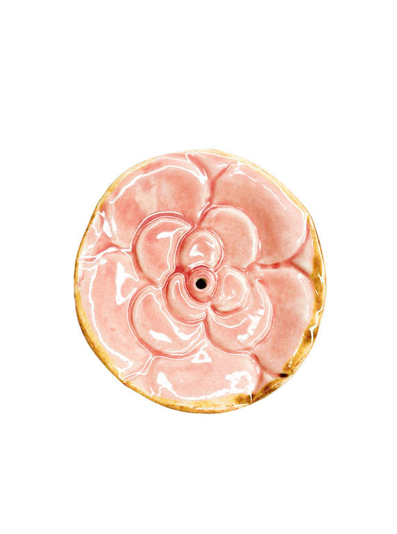 Ceramic incense holder - round flower