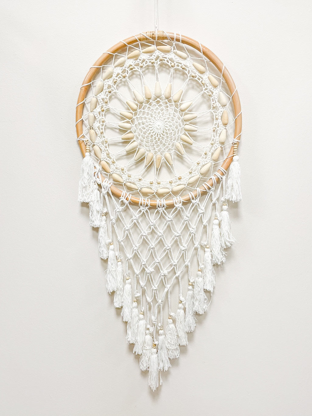 Dreamcatcher with wooden beads - 43cm diameter - various colours