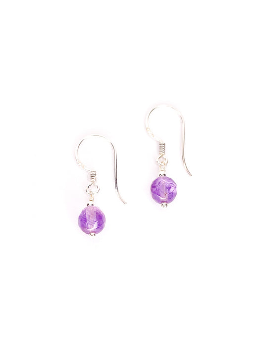 Faceted amethyst silver drop earrings