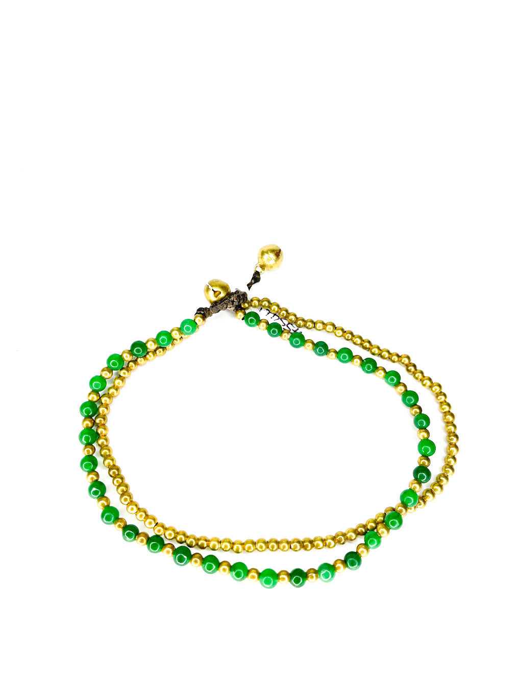 Stone and brass double stranded beaded anklet - various colours