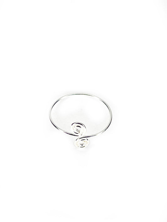 Double spiral silver toe ring