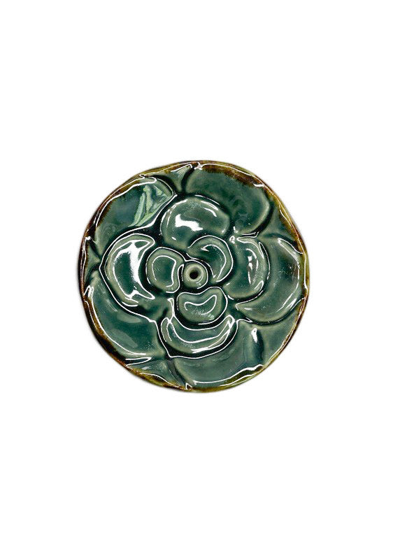 Ceramic incense holder - round flower